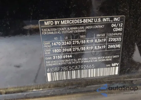 2012 Mercedes-Benz Gl 450 4Matic z USA, uszkodzony, nr VIN 4JGBF7BE5CA792665